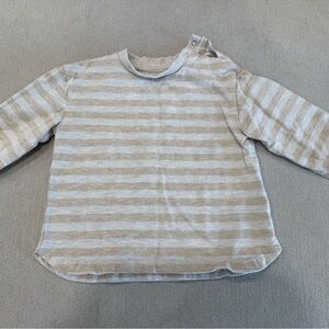 Next Gray and Cream Striped Long Sleeve Tee